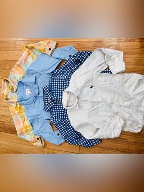 Toddler boy long sleeve-button down shirts bundle “G”